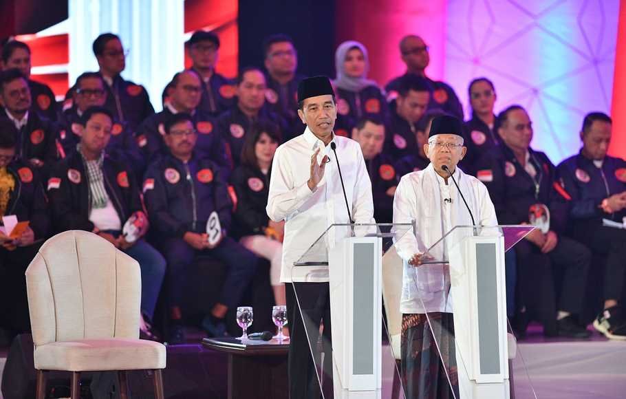 Suasana lokasi debat pertama Pilpres 2019, di Hotel Bidakara, Jakarta, Kamis (17/1/2019).