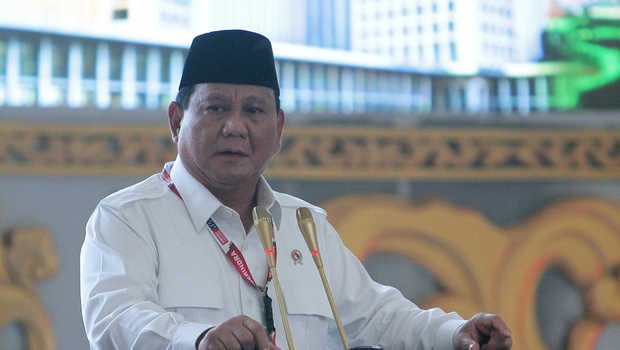 Ketua Umum Partai Gerindra Prabowo Subianto memberikan pengarahan saat Kongres Luar Biasa (KLB) Partai Gerindra di Bukit Hambalang, Kabupaten Bogor, Jawa Barat, Sabtu (8/8/2020).