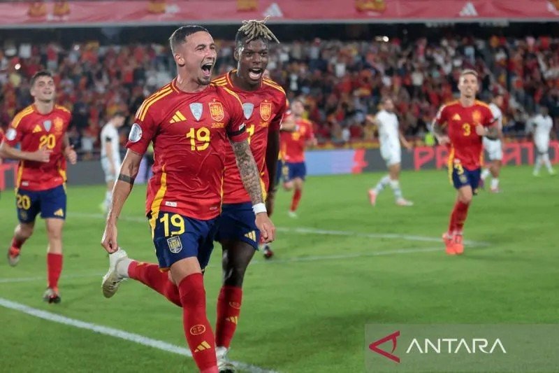 Penyerang Spanyol Yeremi Pino pada laga UEFA Nations League melawan Swiss, Senin (18/11/2024). ANTARA/AFP/Desiree Martin/am